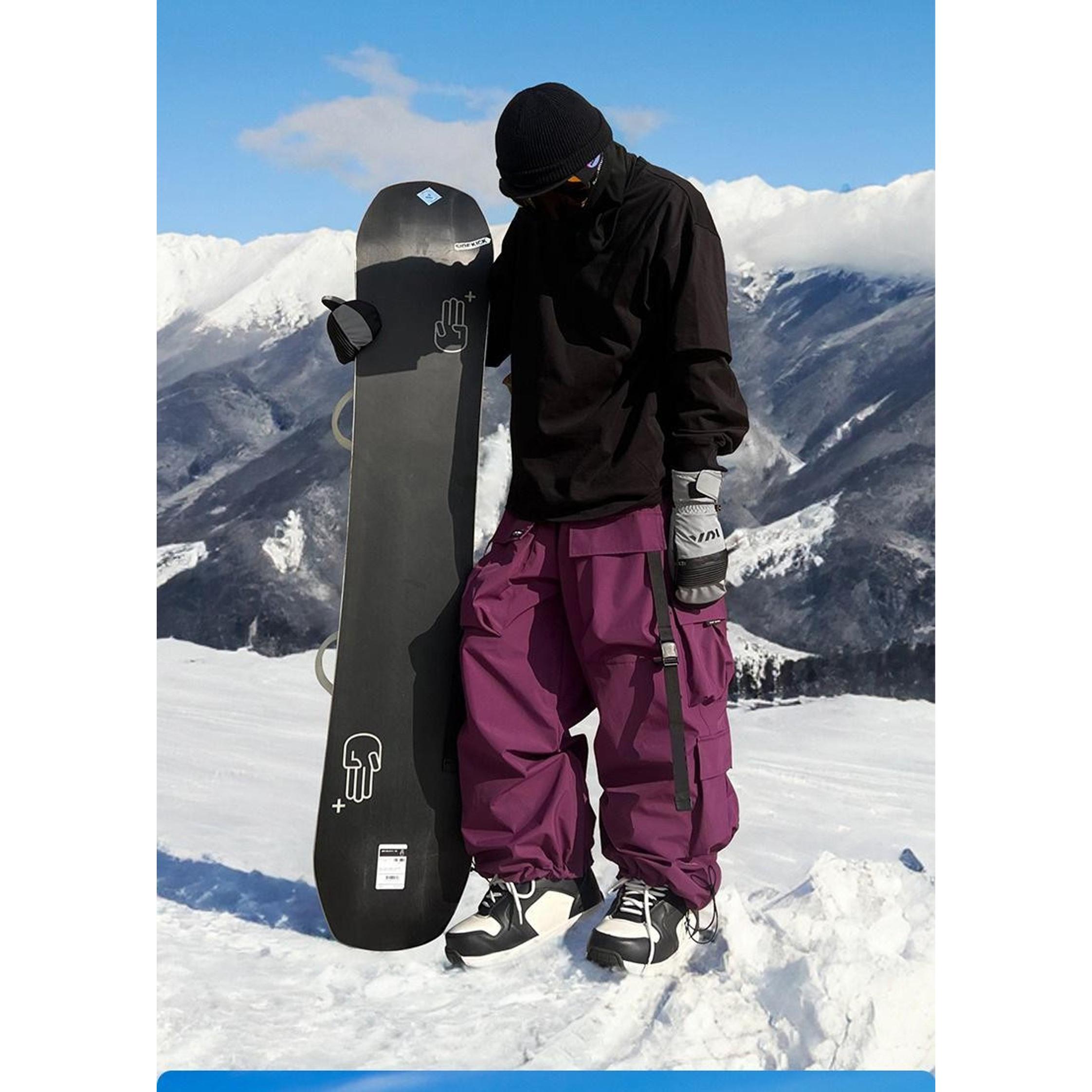 American Heavy Industry Snow Wear Pants Outdoor Couple Wear Sports Charge Hooded Ski Suit Violet