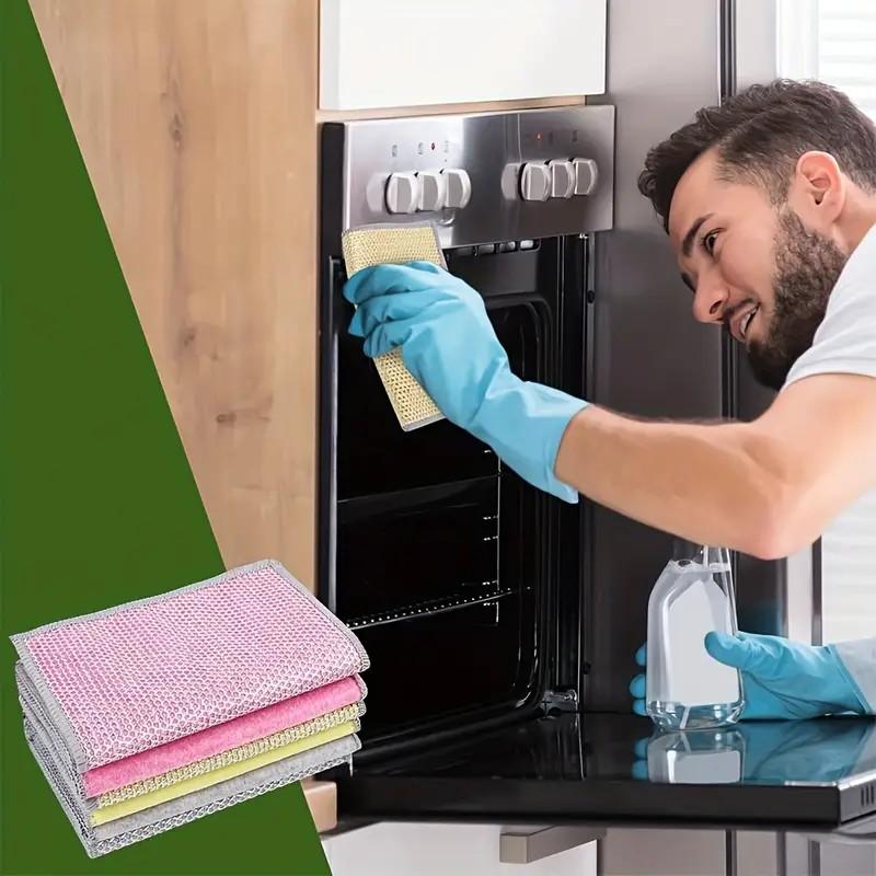 Multi-Purpose Steel Wire Dishwashing Cloth, Wiping Cloth, Scratch-Free, Odorless, Wet & Dry Use, Kitchen Cleaning Sponge for Dishes and Stove