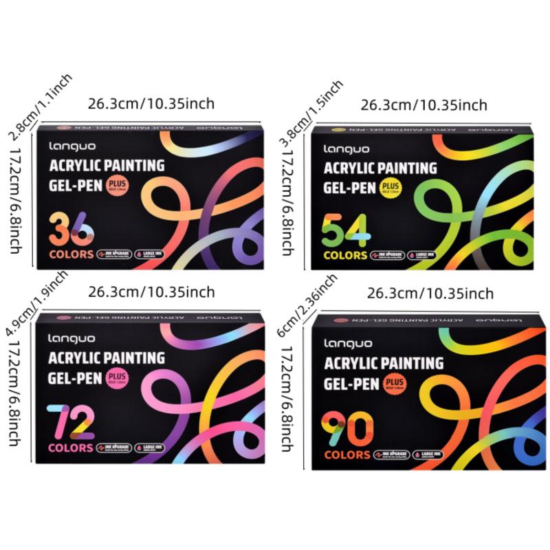 Acrylic Painting Gel Pen, 1 mm Needle Tip, Rich-Color Large-Capacity Ink Pens, Art Drawing Supplies for DIY, Coloring and Doodling, Acrylic Gel Pen with Stackable Colors