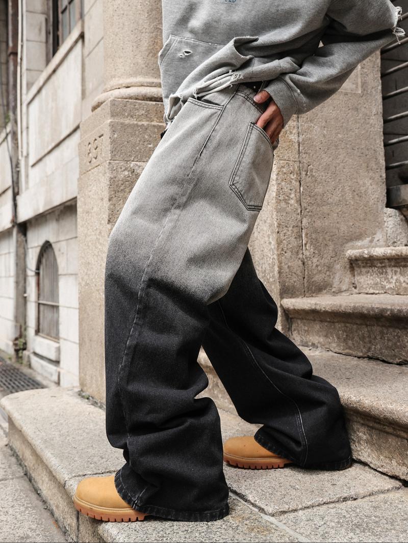 Four-Season Gradient Washed Vintage Loose Straight Jeans, Y2K Street Style Denim Jeans, Perfect Gift for Husband or Boyfriend