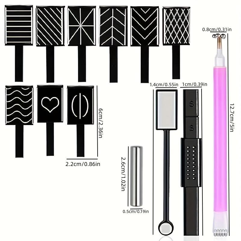 13-Piece Nail Polish & Gel Magnet Set, Nail Art Set, Complete Salon Kit for Cat Eye French Manicure, Professional Beauty Tools for Salons & Home Use