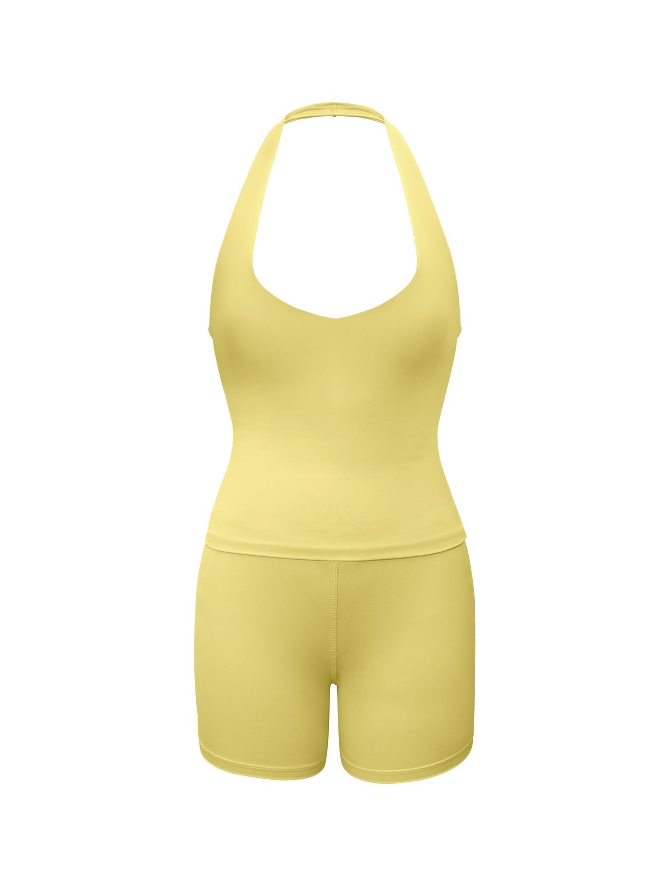 Sexy Backless Halter Top Set for Women, Seamless Tight-Fitting Shorts, Casual Yoga Running Pilates, Comfortable Daily Wear