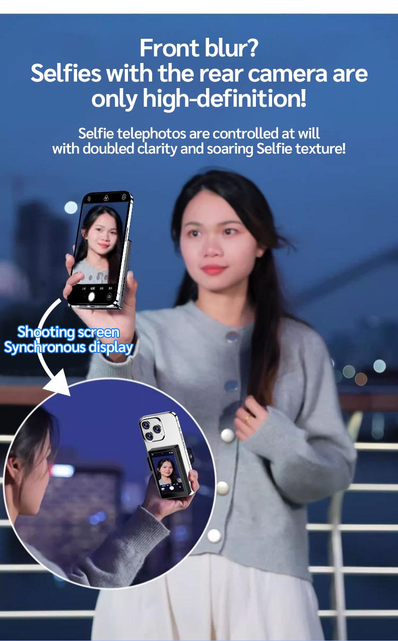 Mobile Vlog Selfie Monitor Screen, Magnetic Phone Clip Mount and Bluetooth-compatible Remote, Wireless Connection for Vlog Shooting and Rear Selfies, Smartphone Camera Accessories