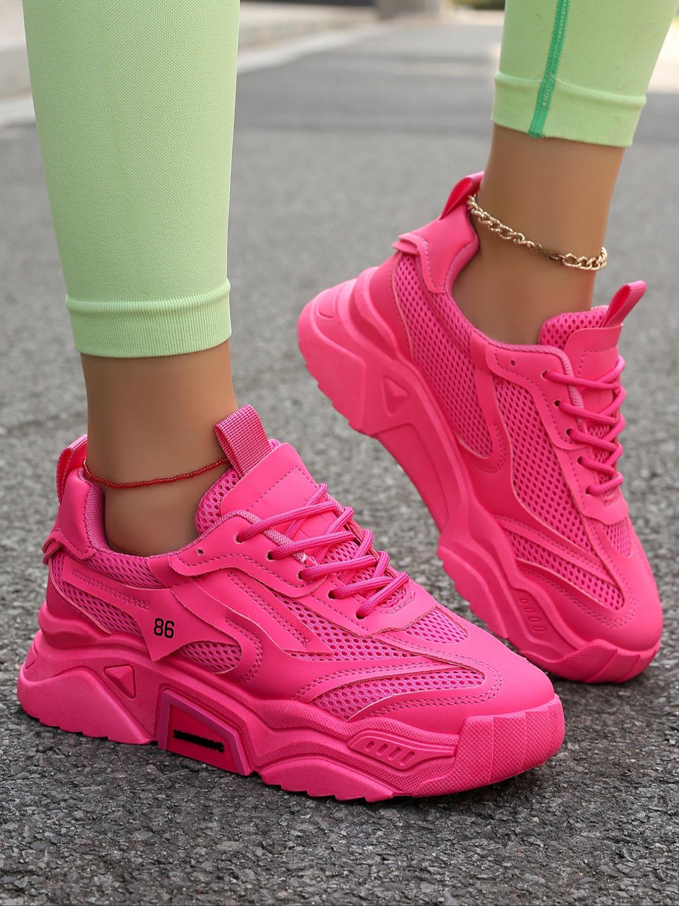 Women's Fashionable Lace Up Platform Sneakers, Casual Comfortable Breathable Sports Running Shoes, Sporty Running Shoes, All-match Round Toe Chunky Sneakers for Daily Wear
