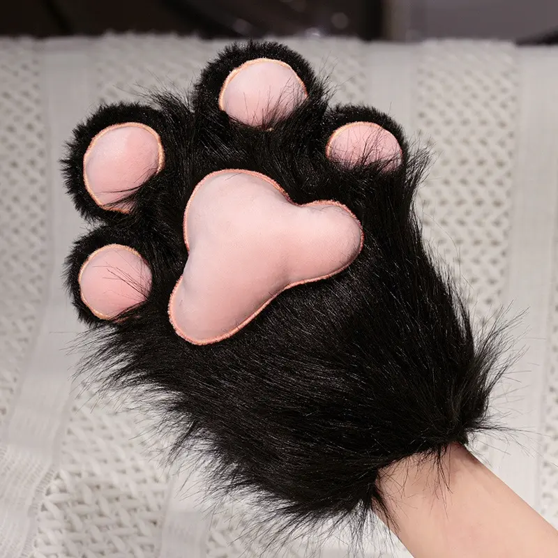 Cozy Plush Cat Paw Gloves for Cosplay Fun Cute Furry Costume Set with Bird Wings and Boots Soft Kawaii Catgirl Accessories for Anime Fans Great for Parties Conventions Everyday Play