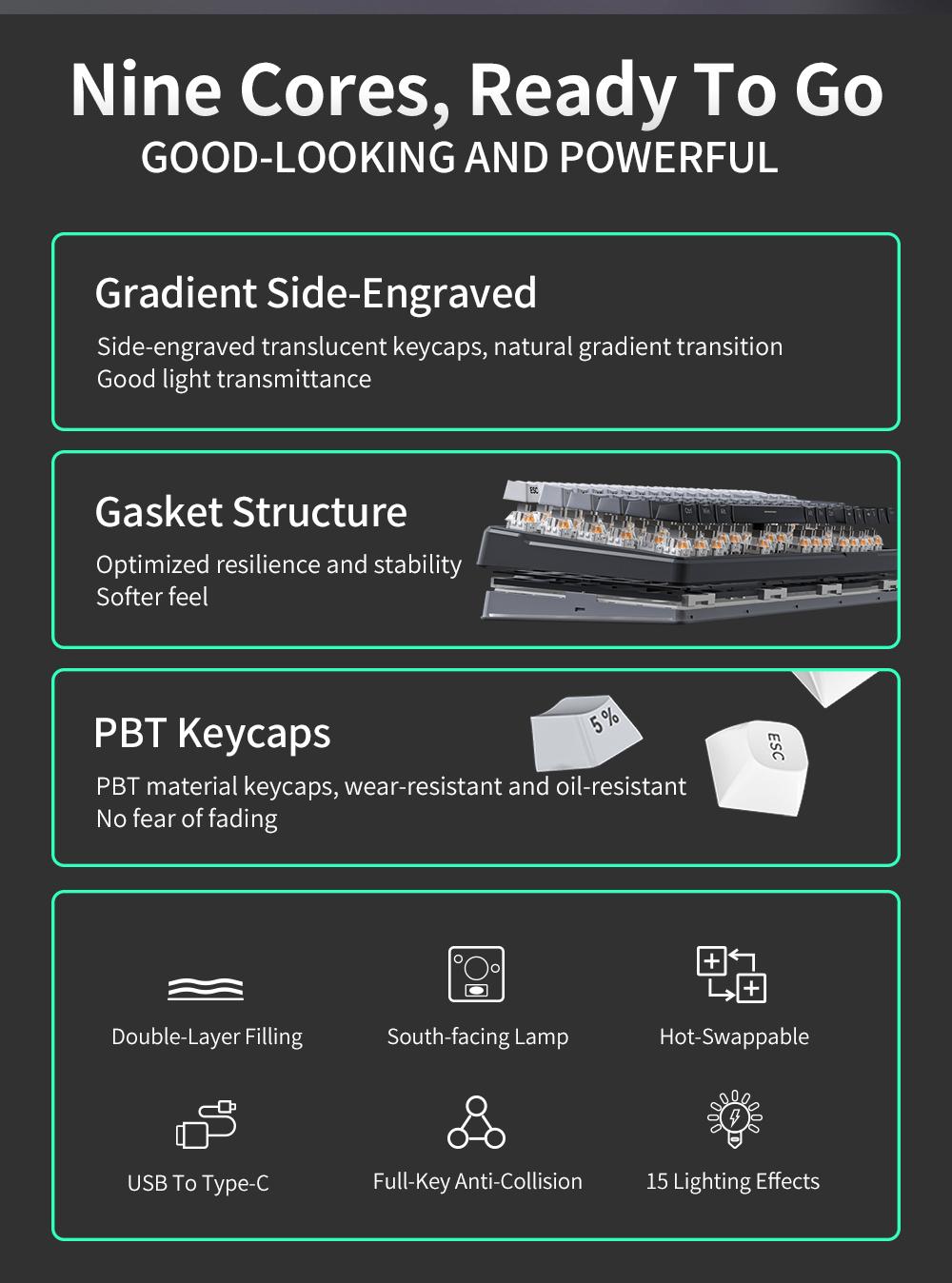 Zifriend ZT99 Mechanical Creamy Keyboard 99 Keys With NumPad, Gasket Structure Gradient Side-Engraved, RGB Light, Hot-Swappable 3/5 Pin Switches, Gaming & Office Keyboard with Driver Support, Tiktokshopblackfriday, Christmas