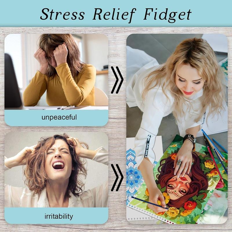 24-Page Stress Relief Coloring Book, Thick 160g Paper, Spiral Bound, Ideal for Home and Outdoor Use, Fun and Simple Coloring Experience