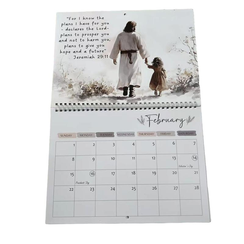 2026 Jesus Faith Calendar, Inspirational Bible Verses & Serene Illustrations, Daily Devotional Guide for Spiritual Growth