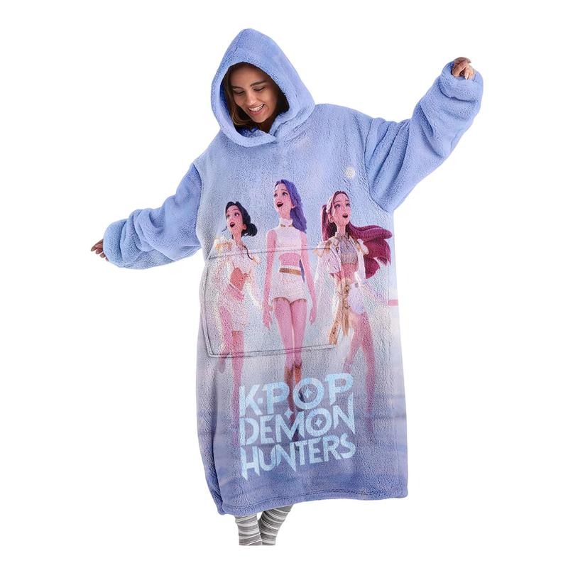 hoodie blanket，Wearable Blanket，K-Pop Theme Hooded Blanket, Wearable Digital Print Flannel Blanket, Soft Warm Throw for Sofa, Home Leisure, Air Conditioning, Camping Travel，Christmas Gift,Valentine's Day gift
