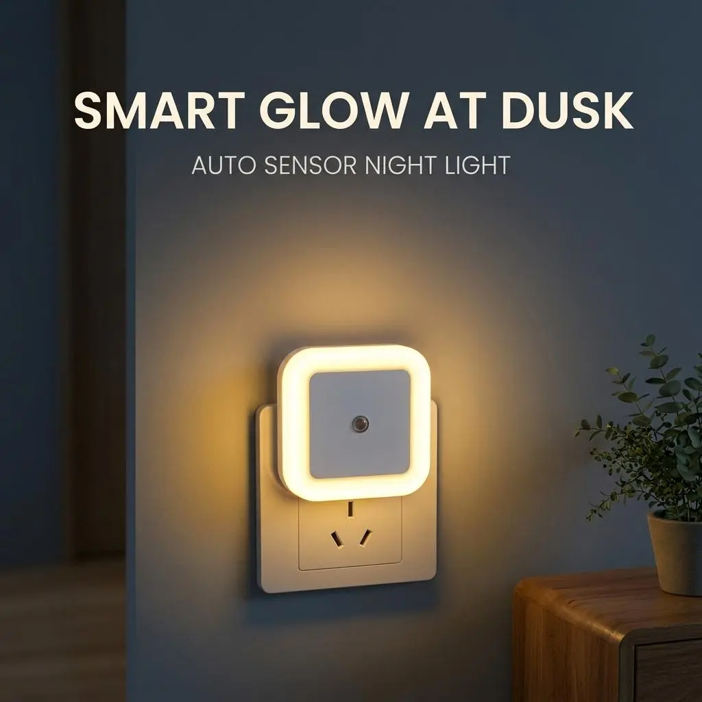 Indoor Recreation Plug-in LED Night Light with Dusk to Dawn Sensor, Warm Glow Leisure Wall Lamp for Game Room & Lounge
