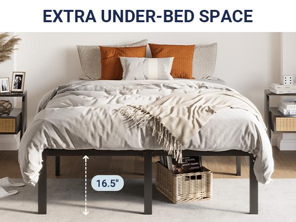 Allewie Heavy-Duty Twin/Full/Queen/King Platform Bed Frame - 【Frame Only No Mattress】Non-Slip Noise-Free Design, Black,#TikTokShopBlackFriday #Christmas Gifts