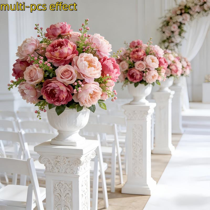 4pcs Realistic Two-Tone Pink Artificial Peony Bouquet, DIY Fake Flowers for Home Living Room Decor, Wedding Decor, Valentine's Day Gift, Long-Lasting Faux Flowers Perfect for Birthday Party, Garden, Bedroom, Dining Table, Window Sill & Bridal Bouquet