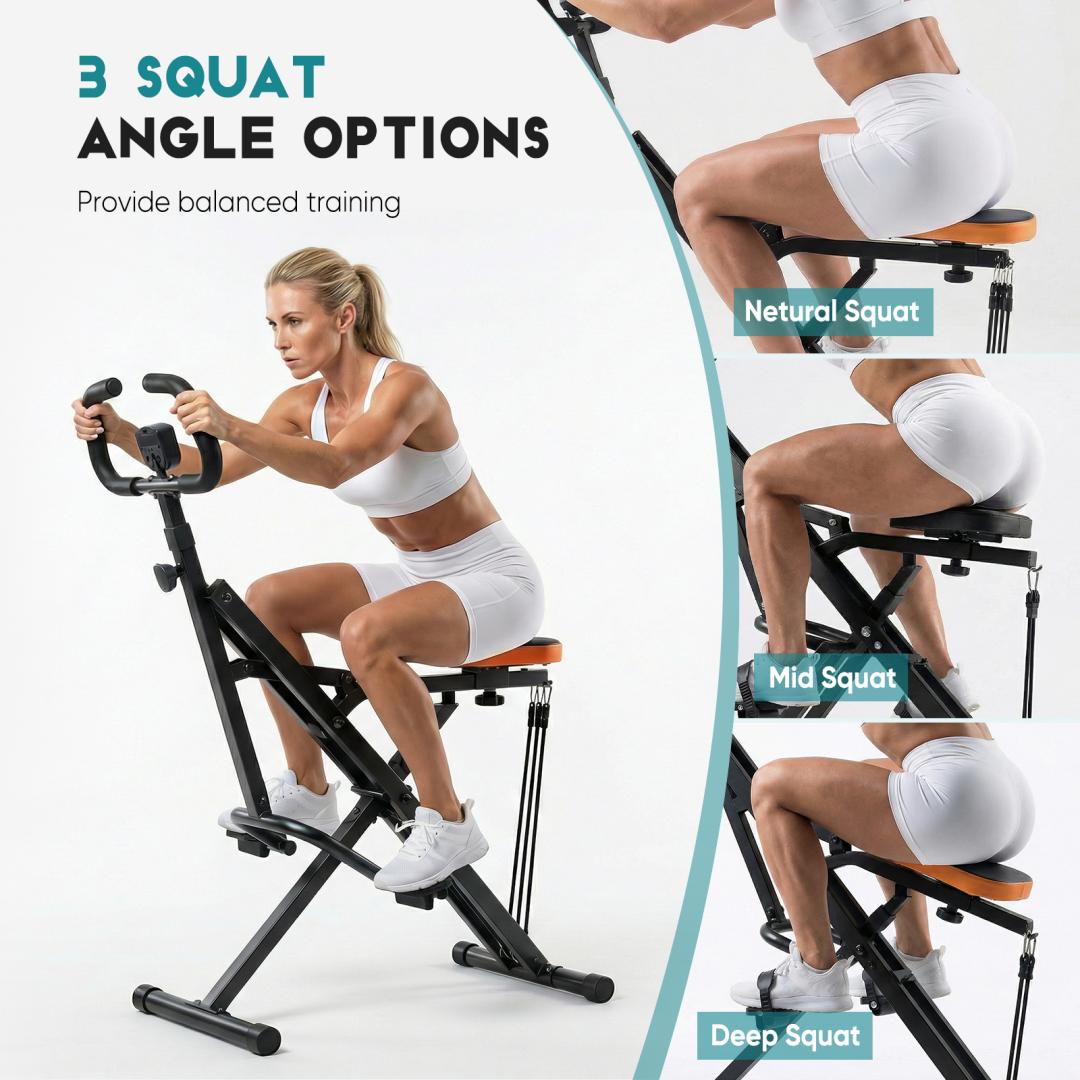 Fahuac Foldable Squat Machine - Steel Frame, Compact At Home Gym Equipment with Adjustable Resistance, 330lb Capacity, Ergo Grips for Women's Lower Body Core Training,summervibes