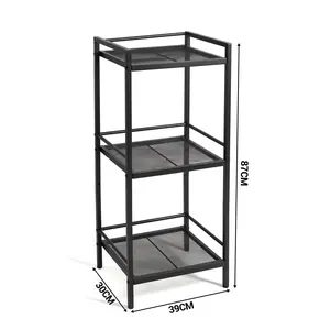 Garvee 3 Tier Ladder Shelf - Space-Saving Freestanding Rustic Organizer for Bathroom, Living Room, Bedroom, Kitchen, and Office in Black - Multifunctional Storage Solution