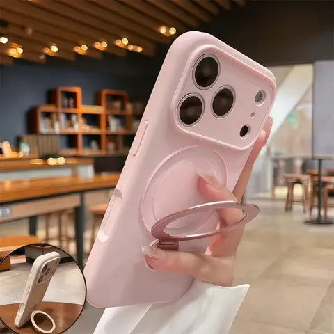 Liquid Silicone-TPU Cellphone Case with 360 Rotation Holder Bracket, Flexible Shockproof Grip Protector for iPhone 17 Pro Max, iPhone 18 Pro Max, Summer Vibes Phone Accessory