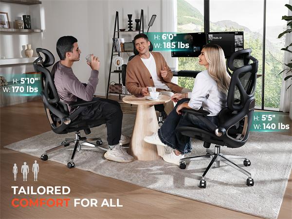 CAPOT Ergonomic mesh office chair, swivel and rolling computer chair, suitable for long hours of desk work