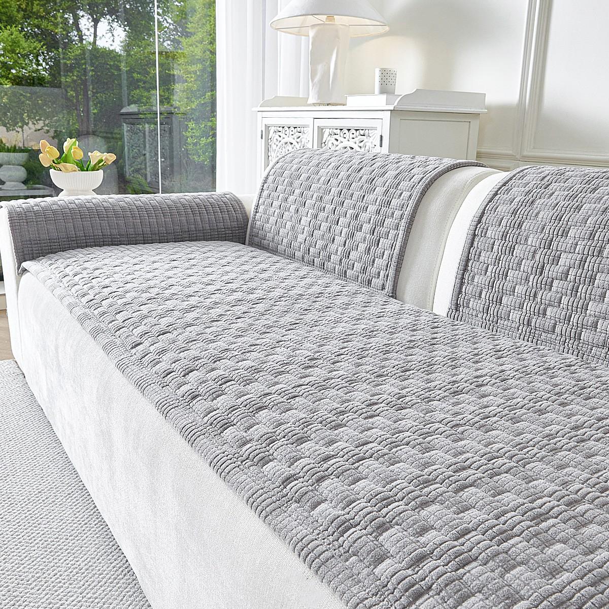 1pc Luxury Bubble Grid Sofa Cover, Soft Skin-Friendly Non-slip Slipcover, Dustproof & Wrinkle Resistant, Pet Friendly, Fits 1/2/3/4 Seater Sofa, All Season, Machine & Hand Washable