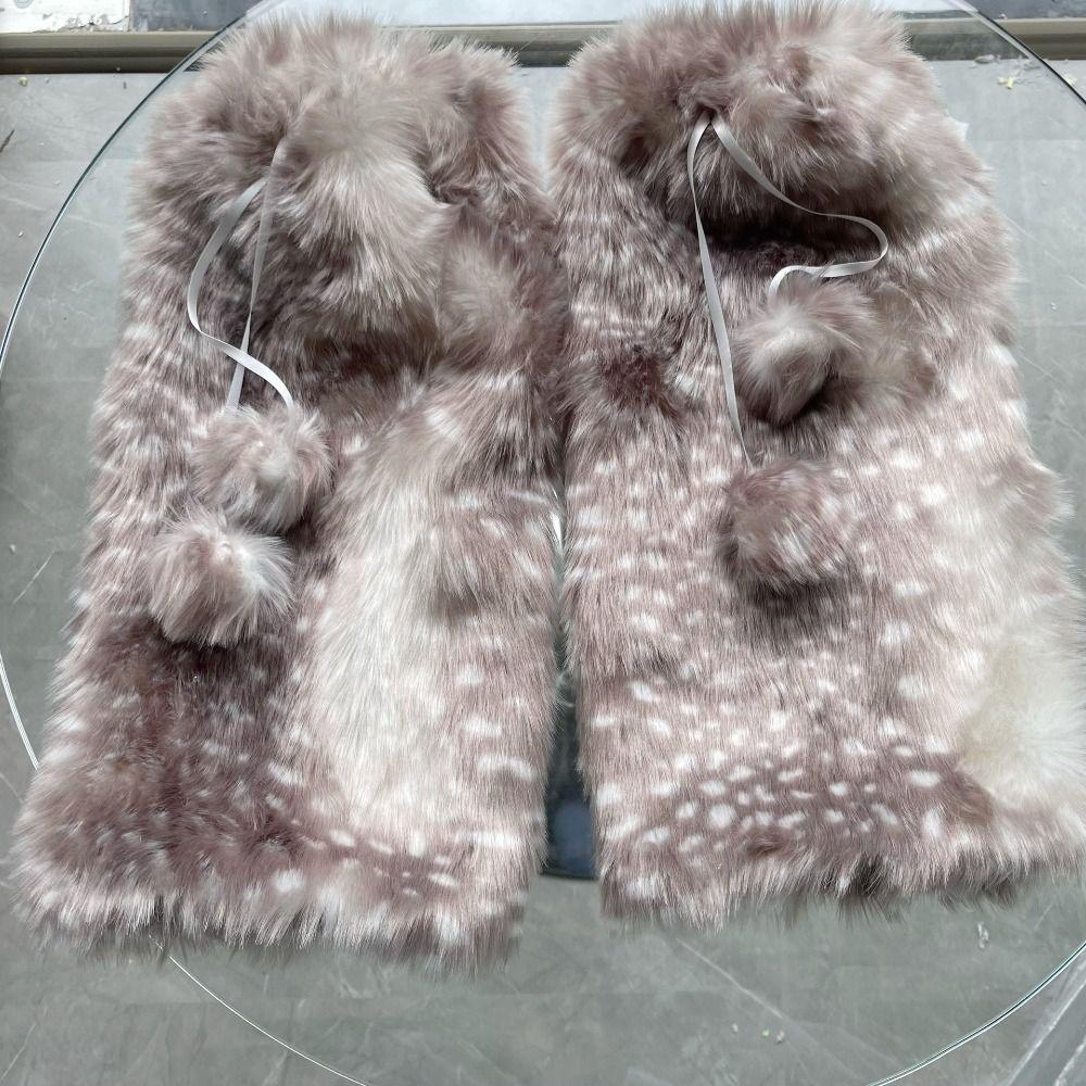 Faux Fur Lace Winter Hat Performance Costume Thicken Reindeer Furry Boots Socks Cover Leg Warmers Chrismas Gifts Ear Protection