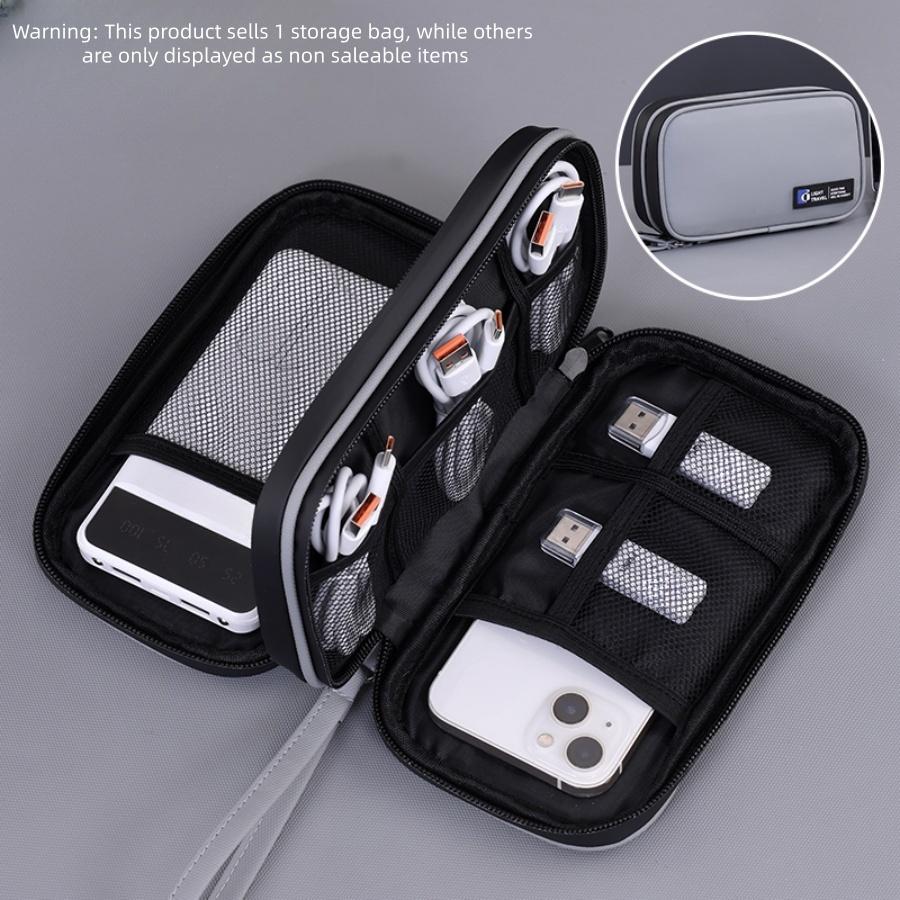 Small Dual-Layer Data Cable Organizer Bag, Mobile Power Bank U Disk U Shield Storage Pouch, Digital Electronics Accessories Case
