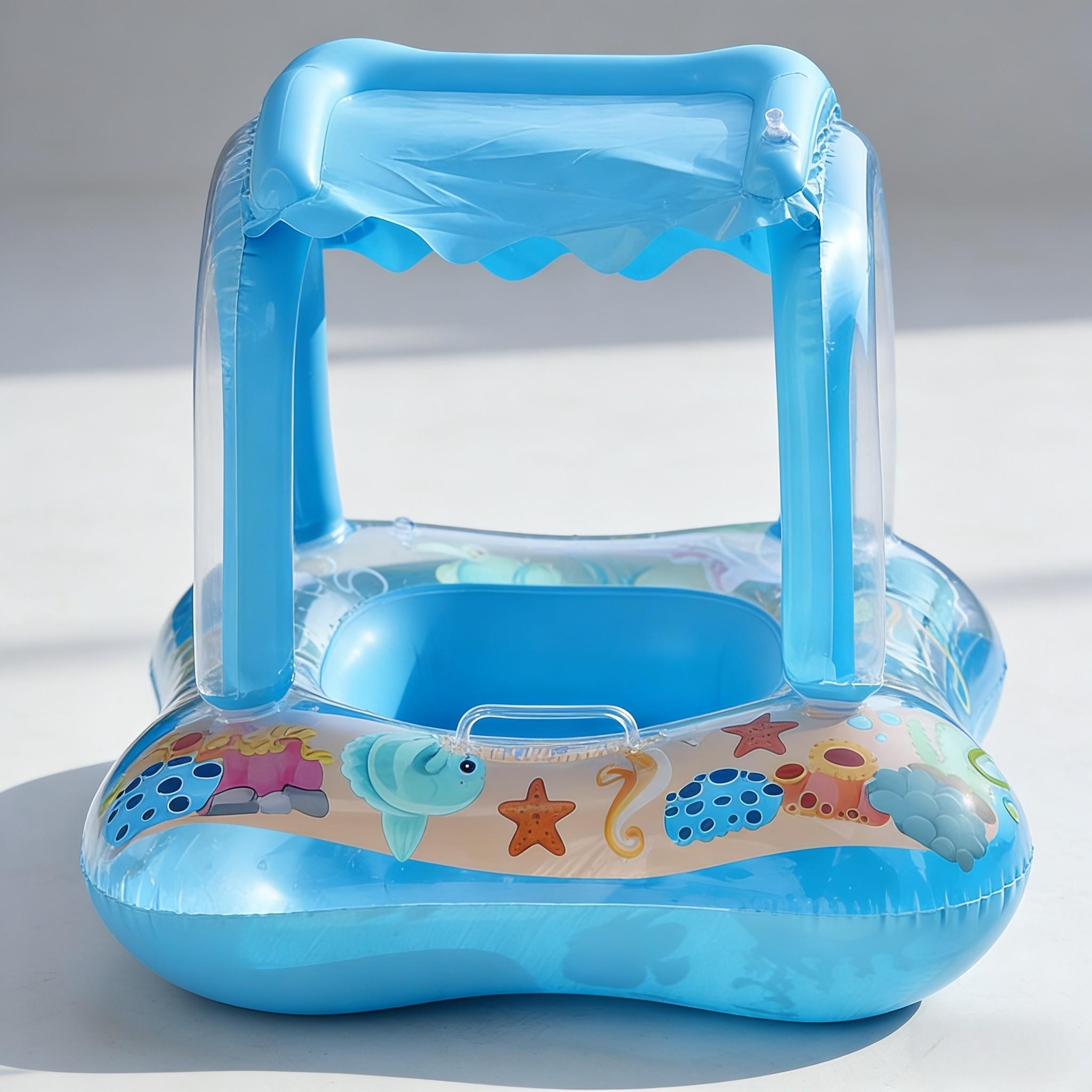 Blue Floating Tent Summer Essential, Swimming Ring, Inflatable Pool Float, Perfect for Beaches and Pools, Durable and Fun Water Accessory