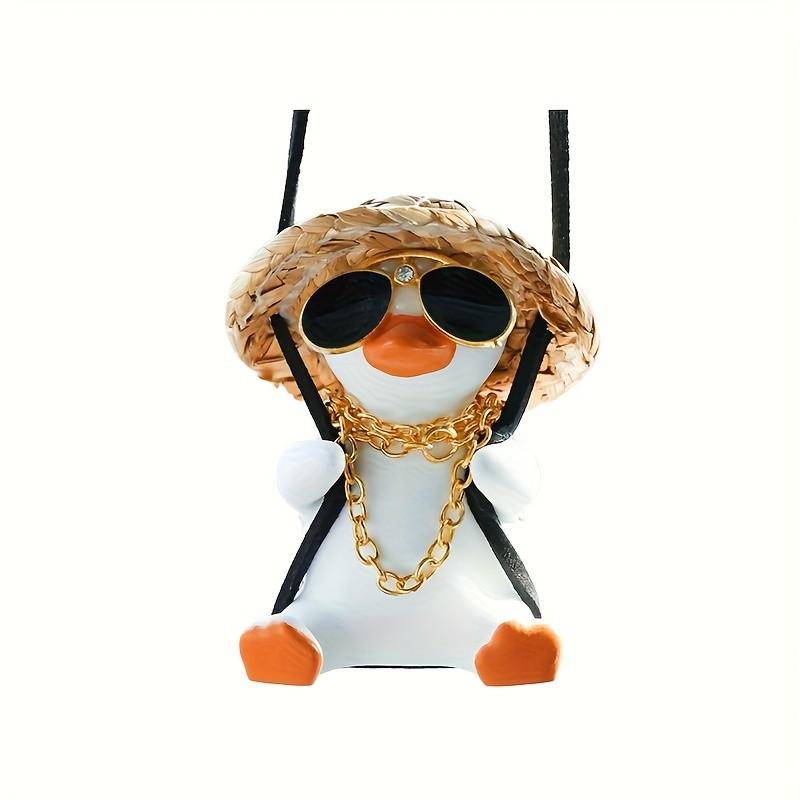 Cute Duck Car Pendant, Expressive Eyes, Rearview Mirror Decoration, Safe Hook, Birthday/valentine Gift for Drivers, Durable Interior Accessory