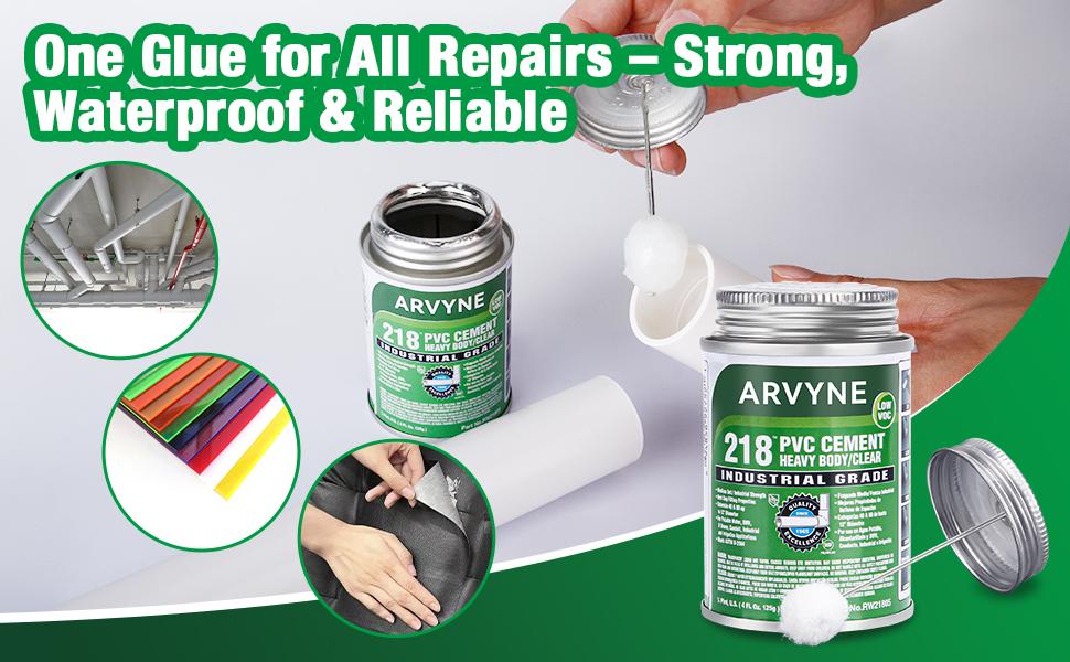 PVC Cement – Fast‑Dry Solvent Weld Glue for PVC Pipe, Vinyl & Inflatable Repair – Waterproof, Clear Finish, Strength – 4 oz Leak‑Can