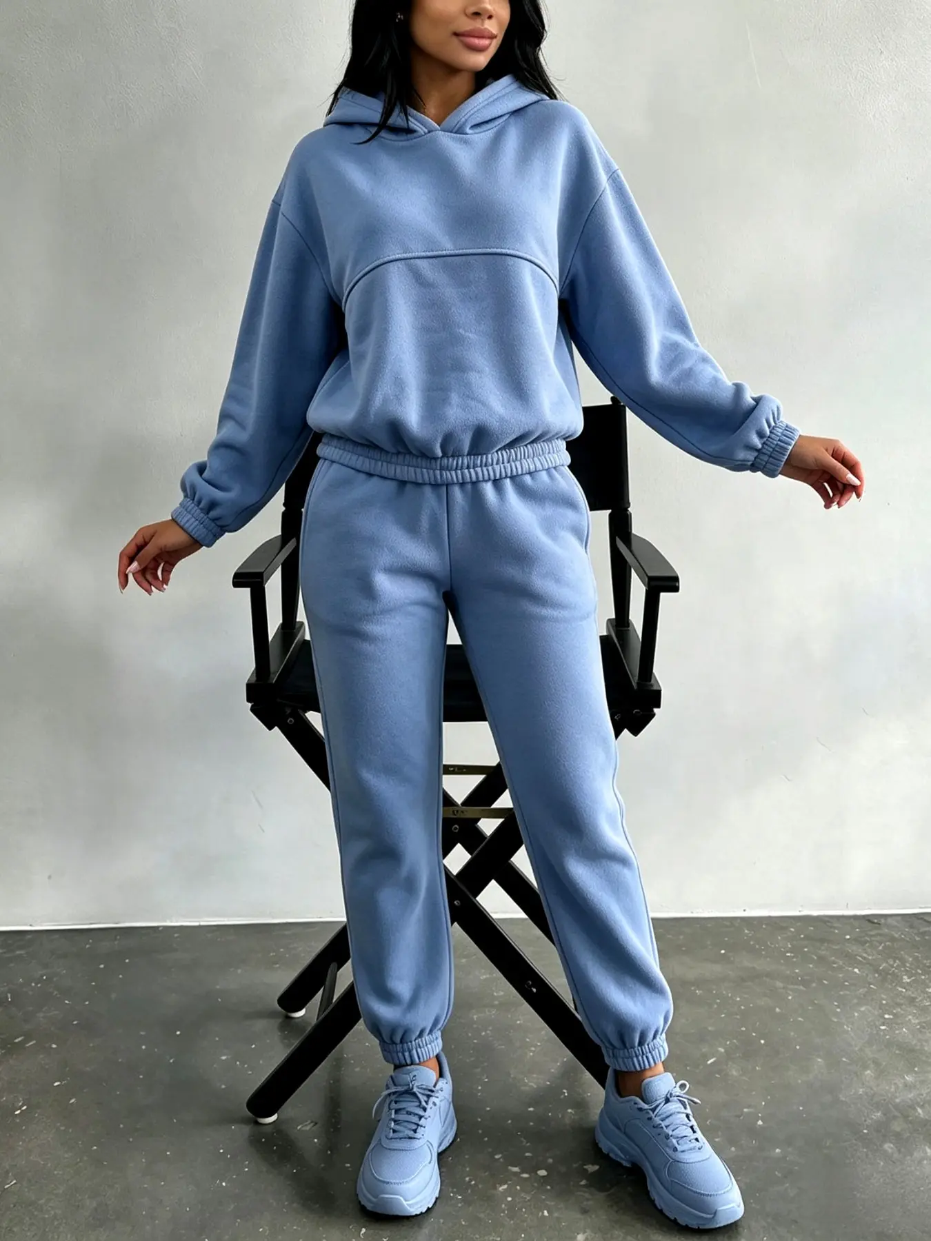 Spring Autumn Trendy Hoodie & Jogger Matching Set, Cropped Long‑Sleeve Hooded Top, Casual Streetwear Outfit, Athleisure Wear Set for Urban Hangouts and Street Snap Shoots