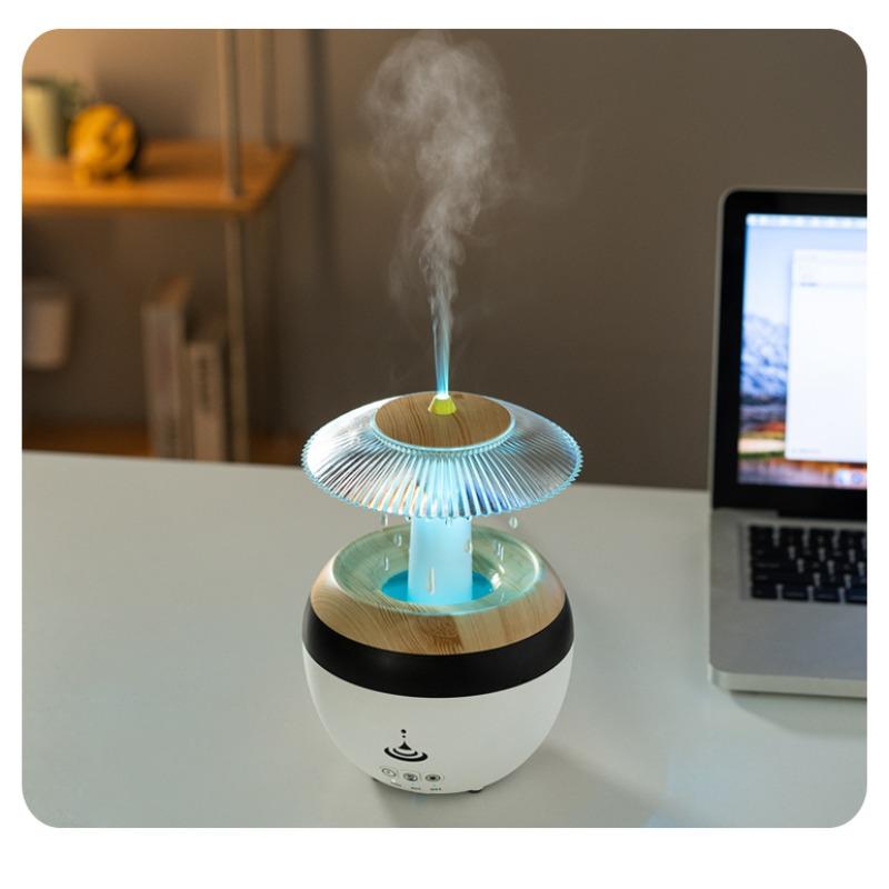 USB Plug-In Essential Oil Diffuser 450ML Cloud Humidifier Fragrance Aroma Humidifier Raindrop Filter with Music, Colorful LED Lights, Timer & Auto Shut-Off