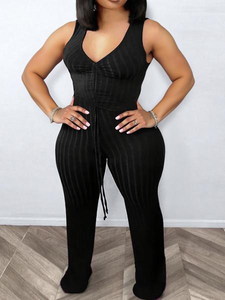 Sexy Plus Size Women's Two-Piece Set, Deep V Neck Backless Crop Top & High Waist Shorts, Casual Summer, Loose-Fitting Design