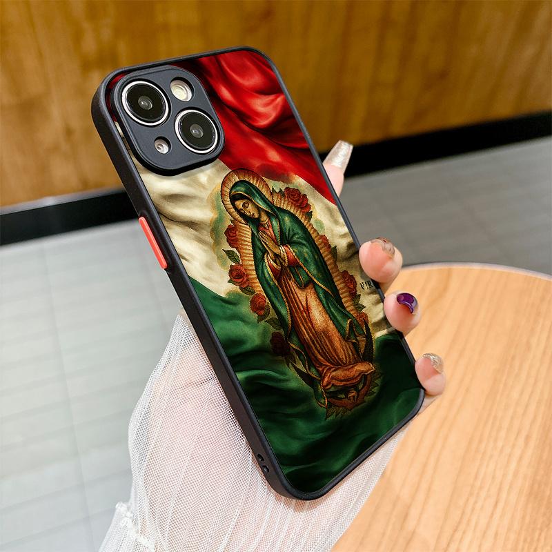 Sacred Virgin of Guadalupe in Prayer Matte texture semi-transparent drop-proof and scratch-resistant protective case suitable for iPhone 17 Pro Max 17 17 Air 16 Pro 15 Plus 14 13 12 11 XS Max X/XS An excellent gift choice, Religious Phone Case, Smartphone