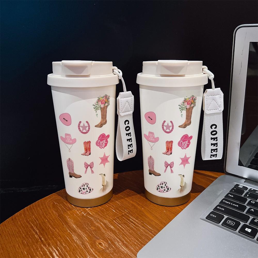 Abstract Boot Pattern Coffee Cup, Portable Insulated Tumbler, Keeps Drinks Hot/cold, Boho Style, Ideal for Office, Travel, Sports