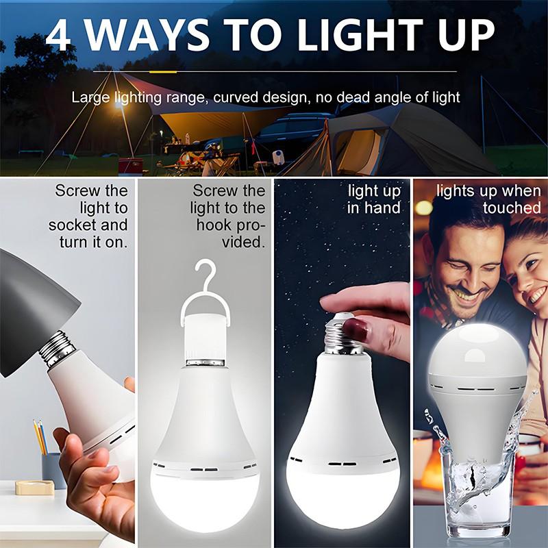 KASOTILE Emergency Rechargeable Light Bulbs, 1200mAh Battery Backup, 7W/9W/12W/15W 80W Equivalent LED Bulbs Auto-On During Power Outage, for Hurricane, Emergency Use (Daylight)