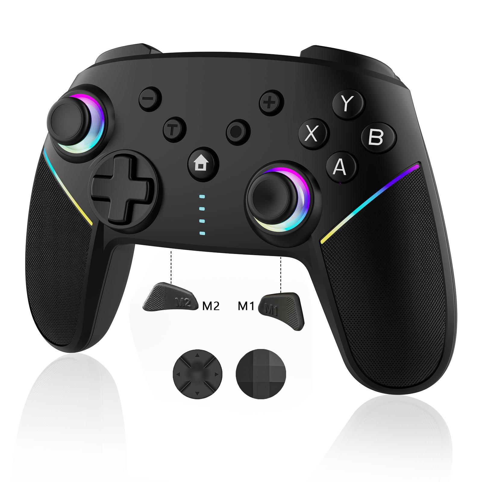 Wireless Bluetooth-compatible Game Controller, Four Vibration Modes, RGB Light Effect, Turbo Function, Six-Axis Gyroscope, Suitable for Switch, PC, Android, and i0S devices, Esports, multifunctional game controller, Wireless Gaming Controller