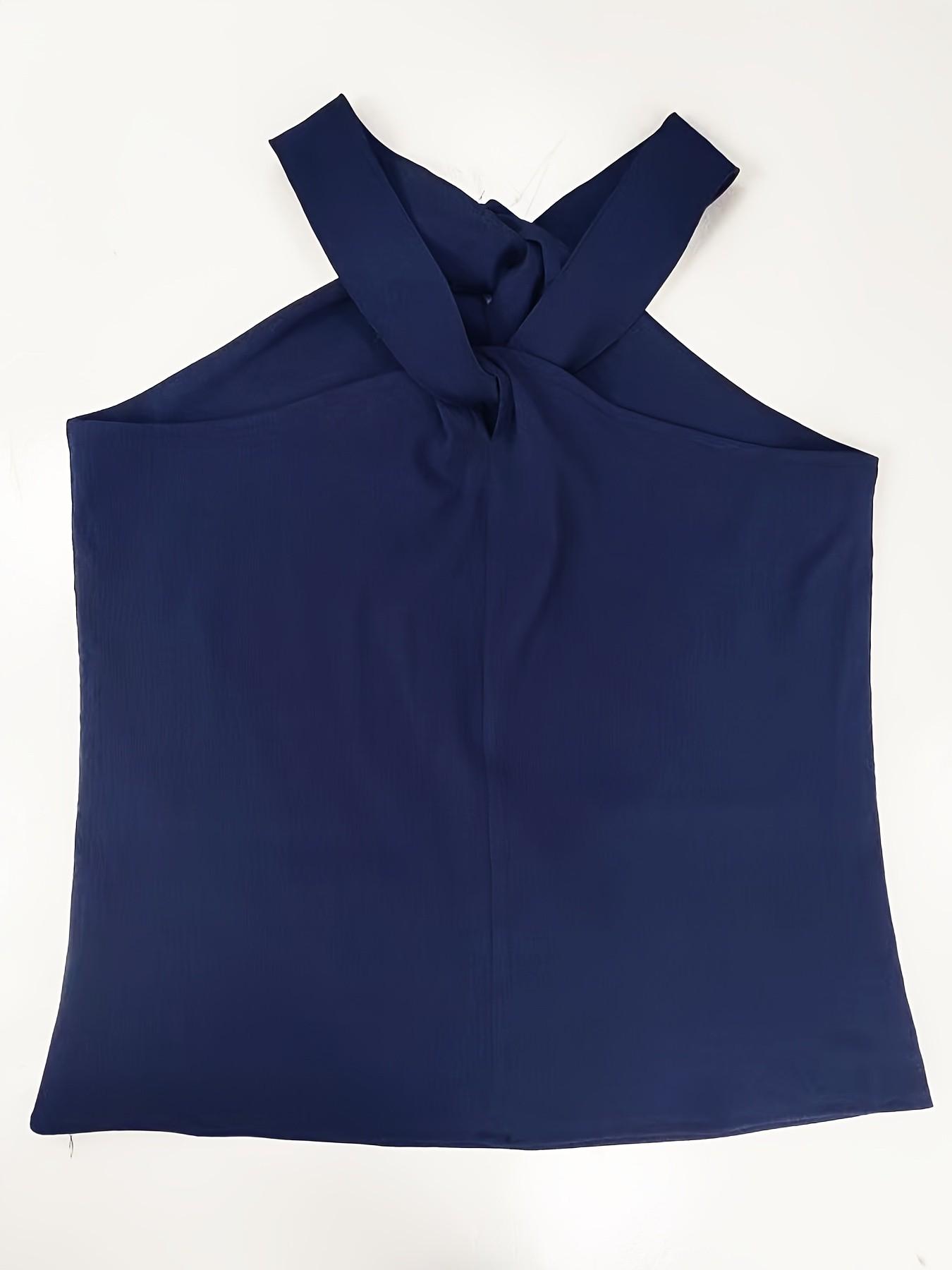 Women's Halter Twist Knot Sleeveless Tank Top 2025, Front Keyhole Cutout Casual Cami Top, Elegant Office Workwear, Trendy Business Casual, Summer Streetwear, Chic Daily Wear, Versatile for Brunch, Date Night, Vacation, Beach, Party, Women's Solid Black Al