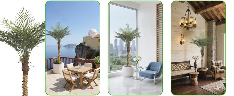 5,6,7,8,9ft Artificial palm trees, easy to assemble, suitable for indoor and outdoor home decoration, tropical palm tree courtyard swimming pool layout.(set of 2)