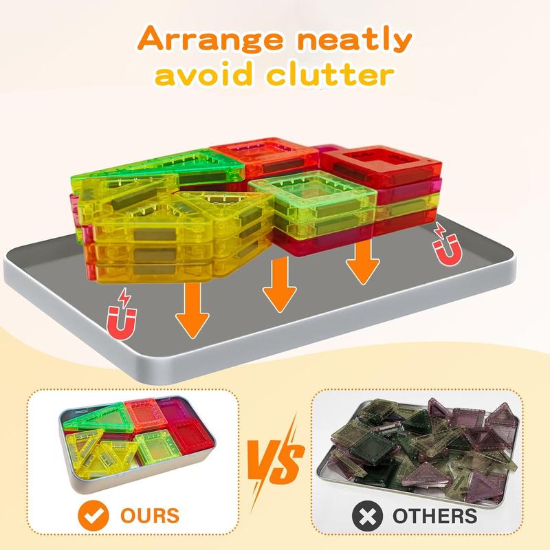 24/40PCS Mini Magnetic Building Blocks, Magnetic Tiles Stacking Toys, Creative STEM Construction Set with Iron Storage Box, Travel-Size On-the-Go Magnet Toys, House Building Kit for Boys Girls Ages 3+