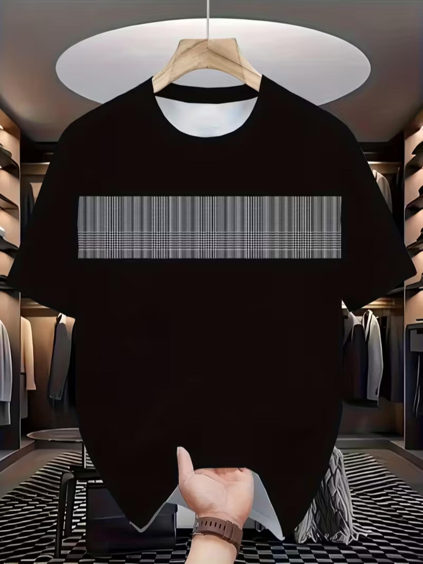 Men's Large Size Casual Athleisure Street Fit Sportswear Set, Plaid T-Shirt Top and Shorts 2-Piece Set, Perfect for Travel, Loose-Fit, All Seasons