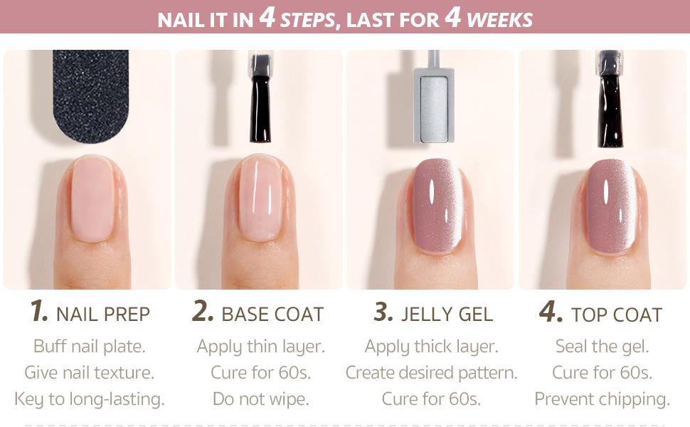 GAOY Pale Rose Cat Eye Gel Nail Polish Set with Magnet, Jelly Pink Silver Cat Eye, Salon Gel Manicure and Nail Art DIY at Home