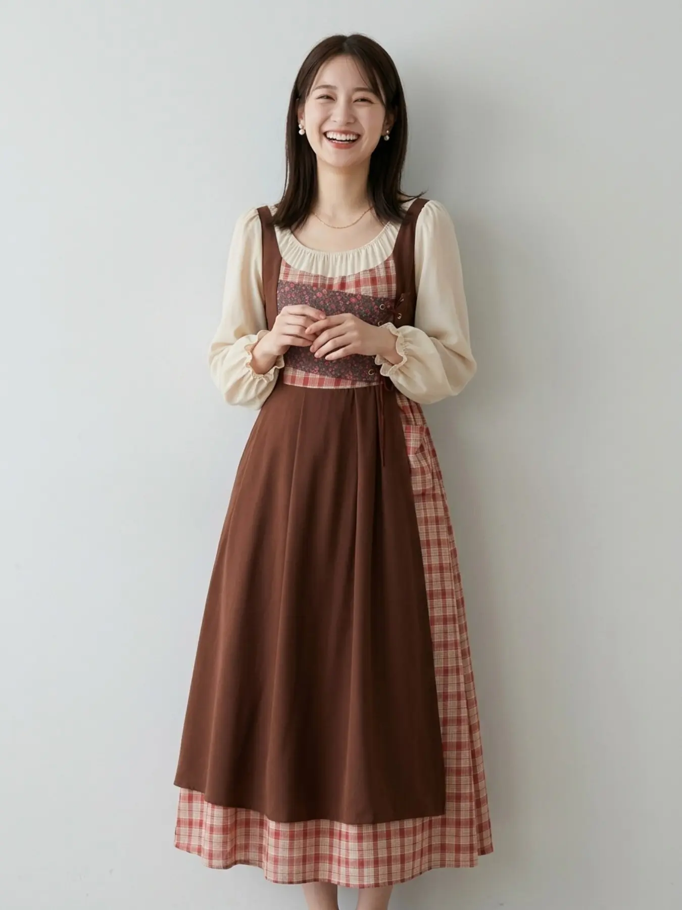 Adult Little Riding Hood Costume, Halloween Cosplay Dress, Long Loose-Fit Print Top, All-Season Performance Wear