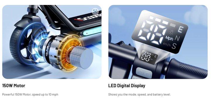 【Holiday Haul】LK3 Kids Electric Scooter (Ages 6 - 12): Magnetic Charging, 150W Motor, 3 - Speed Adjustable, LED Display, E - Brake & Foot Brake, Safe & Comfy Ride, 18V2.6Ah