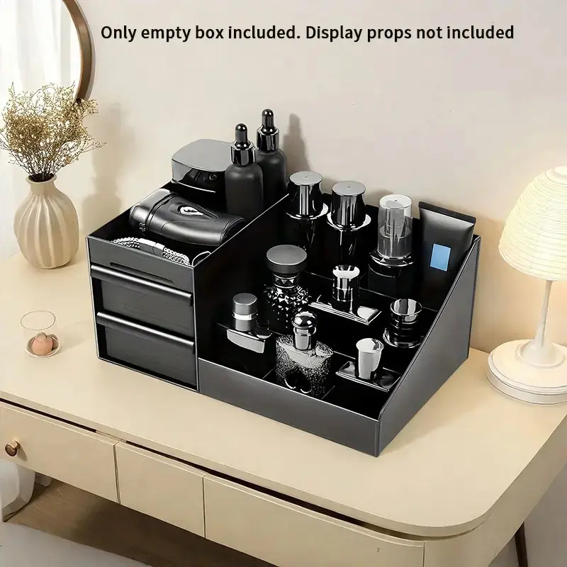 Men's Plastic Cosmetic Storage Box - Simple Multi-Layer Dustproof Compartment Box with Lids, Drawers, Containers for Organizing, Gift-Ready for Dressing Table, Bathroom Counter