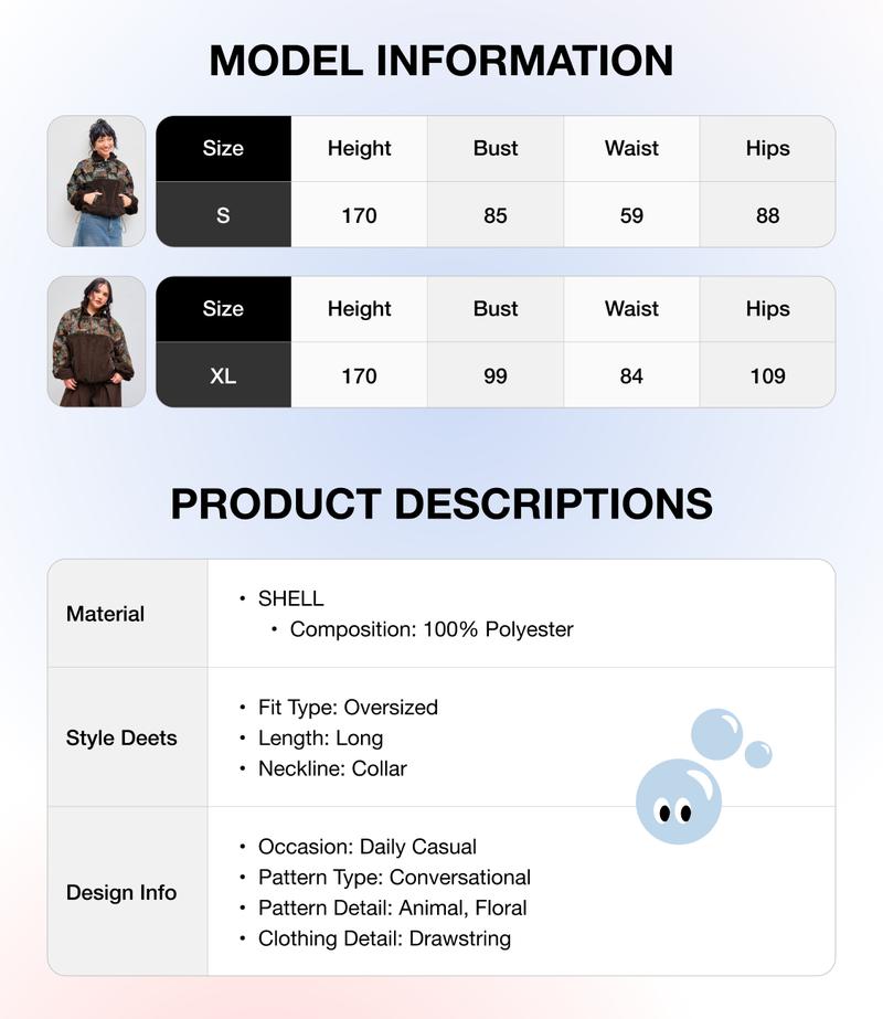 Cider Fleece Collar Floral Cat Knotted Sweatshirt With Adjustable Drawstrings, Christmas Gift Guide, Womenswear Grandmacore