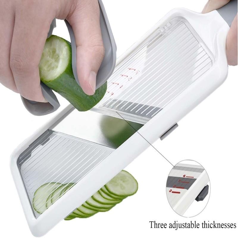 Mandoline Slicer for Kitchen, Multifunctional Handheld Mandoline Slicer, Adjustable Stainless Steel Blade Vegetable Cutter with Comfort Grip, Easy To Clean, Slicers for Fruits and Vegetables, Kitchen Gadgets, Utensils