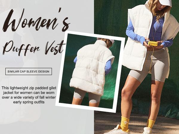 Molitree Women Oversized Puffer Vest Lightweight Warm Sleeveless Puffy Bubble Outerwear Jackets Coats with Pockets