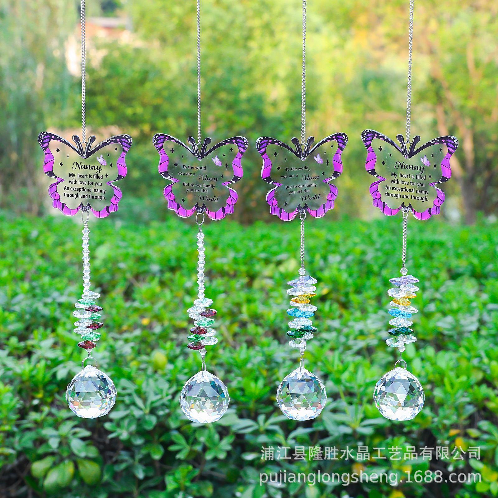 1 Piece Butterfly Wind Chime Craft, Super Shiny Crystal Diamond Wind Chime, Suitable For Garden Door, Wall And Window Decoration Gifts, Outdoor Wind Chime