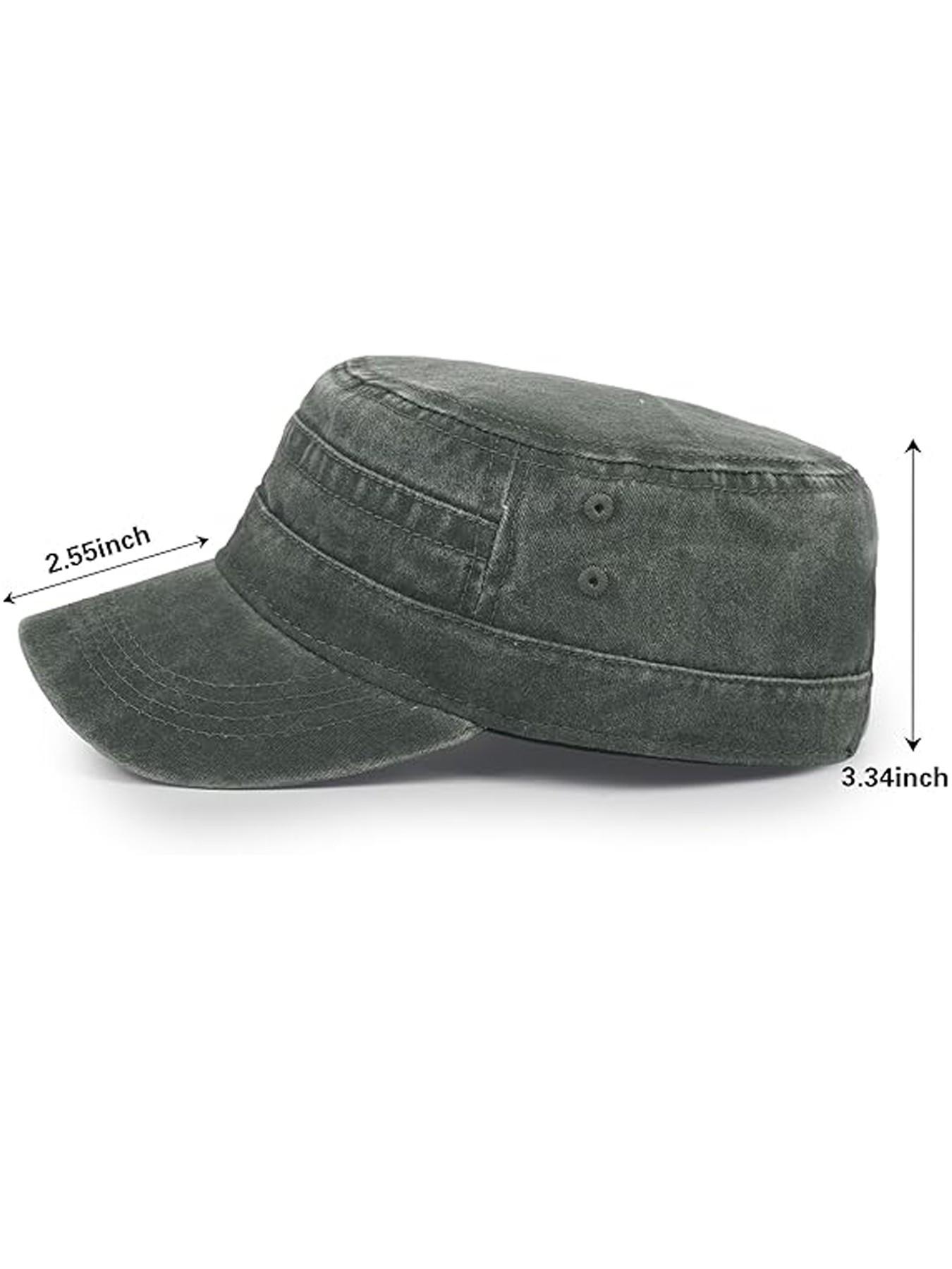 Washed Casual Cadet Cap Vintage Military Army Hat Mens Womens