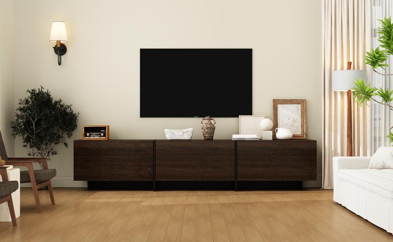 FUFU&GAGA Sleek Design 71.7" W TV Stand with 3 Flip-Down Drawers, High Quality Modern Entertainment Center with Storage, Media Console Table TV Cabinet, Dark Brown Living Room Home FUFU&GAGA Sleek Design 71.7" W TV Stand with 3 Flip-Down Drawers, High Quality Modern Entertainment Center with Storage, Media Console Table TV Cabinet, Dark Brown Living Room Home