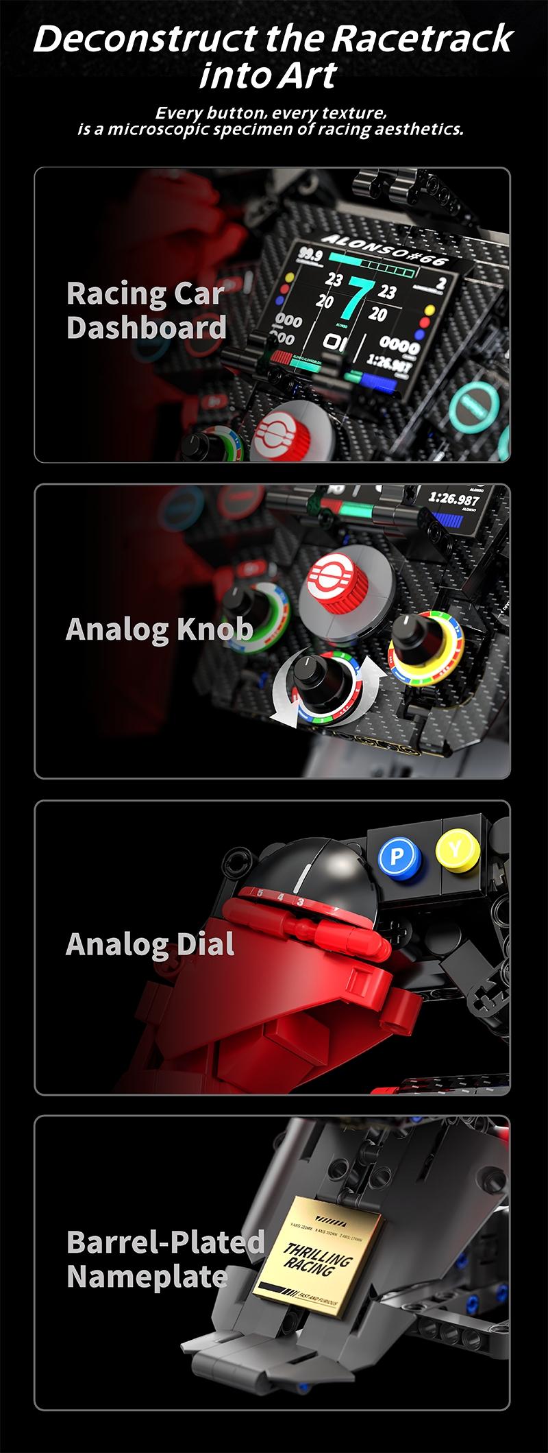 971Pcs Formula Racing Vehicle Steering Wheel MOC Blocks Supercar Model Building Toys Gifts for Adult Boys Technical Bricks Sets