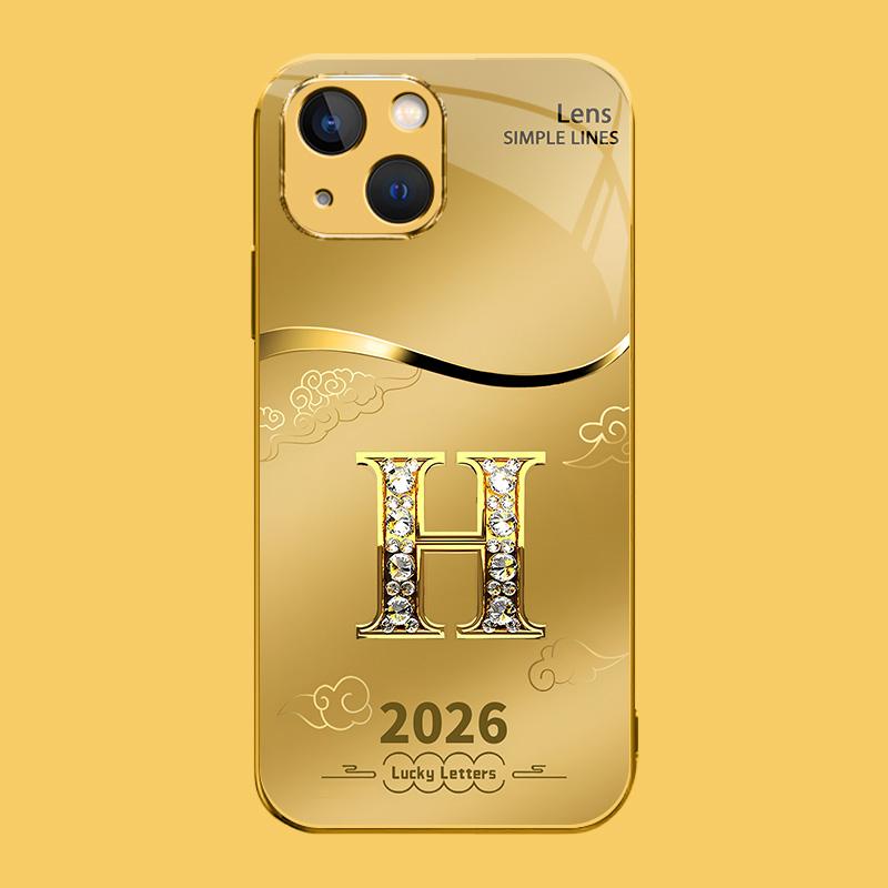 Suitable for [iPhone 13] high-end phone case🤩，choose from 26 letters of the English alphabet, each with an exquisite auspicious cloud pattern to bring you good luck YM99