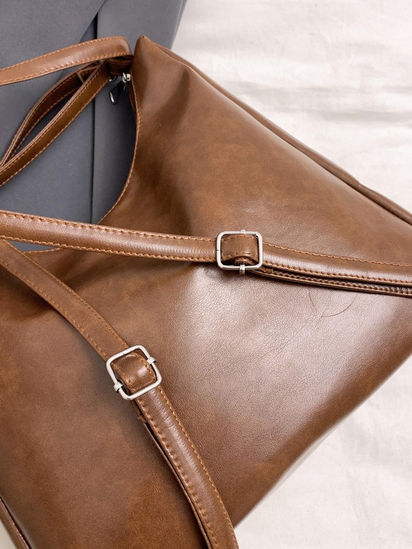 Simple and casual versatile texture shoulder bag, fashionable and personalized niche large capacity backpack, with external zipper pocket design, can accommodate tablets and headphones, suitable for commuting and shopping, Stylish Daypacks